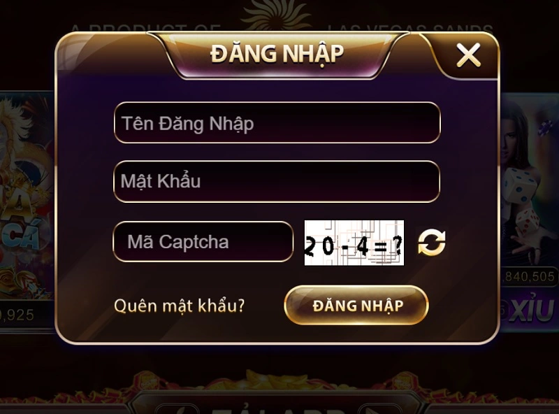 Biểu mẫu đăng nhập tài khoản thành viên sân chơi Sunwin